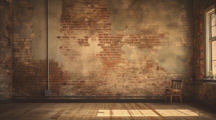 Old room with old brick wall, old house background - obrazy, fototapety, plakaty