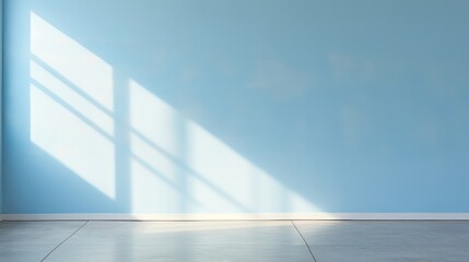 Obraz premium background image of an empty space in light blue tones with natural light and shadow