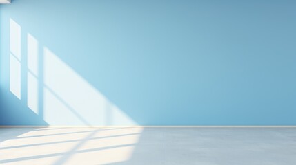 Obraz premium background image of an empty space in light blue tones with natural light and shadow