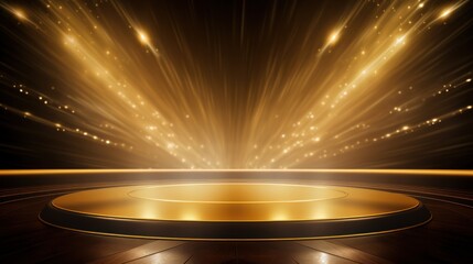Music and concert background, stage abstract light gold background, concert lights