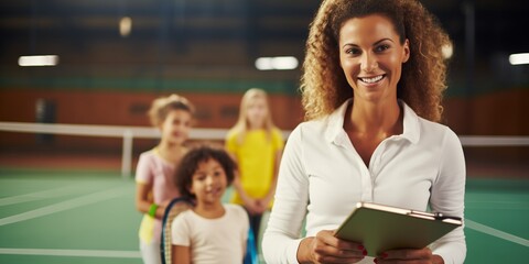 female coach on the tennis court