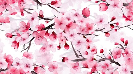 Seamless watercolor floral pattern sakura on a white background © somkcr