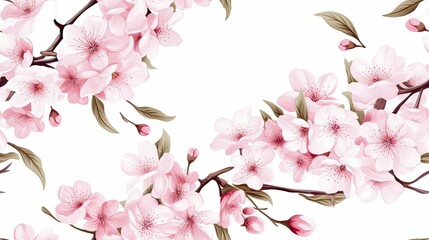 Seamless watercolor floral pattern sakura on a white background