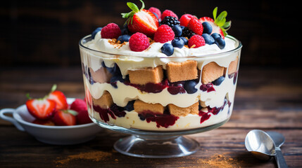 Trifle with vanilla shortbread cream meringue rasp be