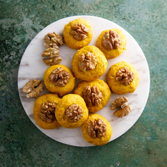Homemade pumpkin cookies with walnut