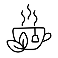 Cup of tea line icon. Vector illustration isolated on the white background.
