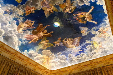 Fresco painting in ceiling in the Casino of Murcia (1853), Spain