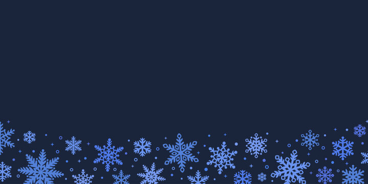 Dark blue winter holiday vector border backgorund with stars and snowflakes, elegant Christmas wallpaper design