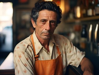 Obraz premium Real Moments at the Coffee Shop: Candid Shot of a Stressed Barista