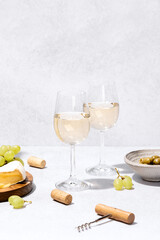 White wine tasting  concept with two wine glasses