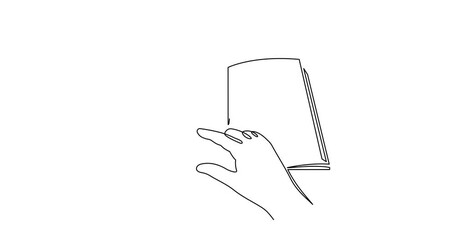 Book with dollar sign one line art animation,continuous drawing contour motion.Hand-drawn business education studying learning minimalist video, financial literacy concept,currency outline,4k movie