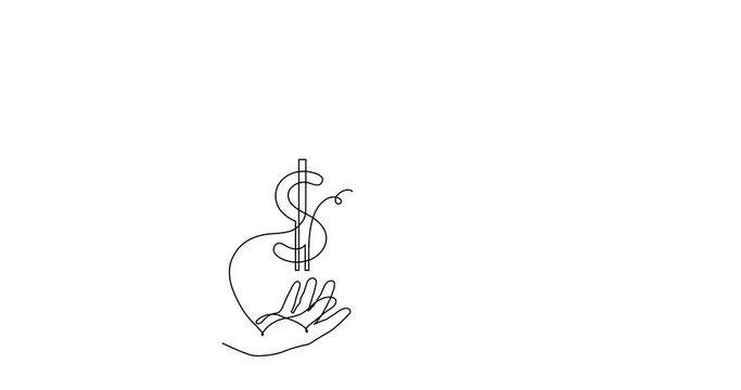 Currency exchange one line art animation,hands with currency continuous contour motion,hand-drawn international financial valuta business video,currency trendy 4k self-drawing movie