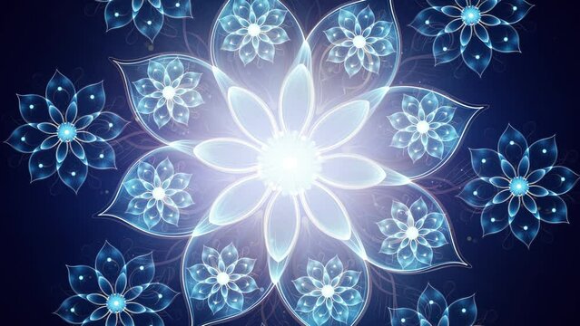 Cosmic Awakening: Blue and Purple Lotus Mandala for Spiritual Meditation - Sacred Geometry in Indigo, Abstract Flowers