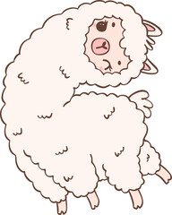 Cute Alpaca cartoon animal drawing outline