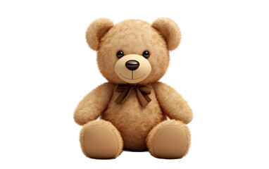 Portrait Beautiful Brown Teddy Bear on White or PNG Transparent Background.