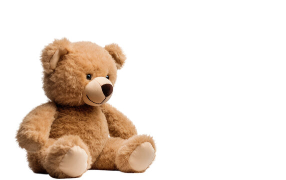 Beautiful Cute Brown Teddy Bear on White or PNG Transparent Background.