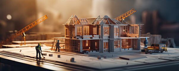 House working contruction model detail, blueprints.