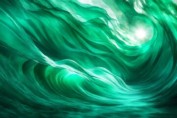 Translucent waves of aqua and emerald, dancing with radiant sunlight