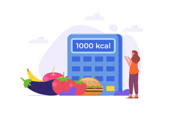 Сalories count concept. Vector illustrations for banner, website, landing page, flyer.