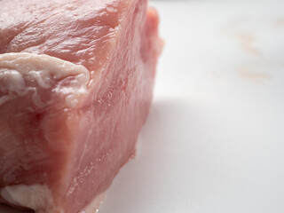 Raw meat. Raw pieces of pork meat. Raw meat close-up.