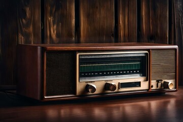 Fototapeta premium old radio in a vintage wooden room