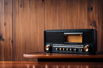 Fototapeta premium old radio in a vintage wooden room