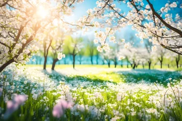 Foto op Canvas spring meadow with flowers © Ayan
