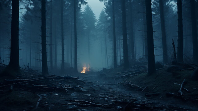 A dark, mysterious forest
