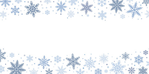 Decorative snow flake vector border for greeting cards, Christmas banner design, white winter holiday wallpaper
