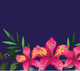 Flower gorizontal poster. Abstract background with hand drawn floral shapes elements and doodle objects. Contemporary modern trendy vector illustrations. Modern abstract backround with cutout flowers.