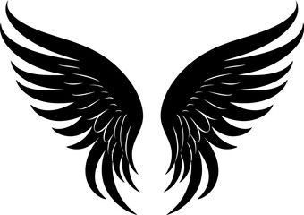 Angel wings silhouette in black color. Laser cutting eps10 vector template.