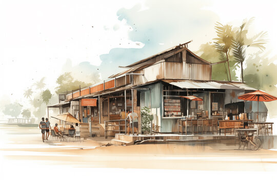 Thai small rural agriculture shop - AI generated Image