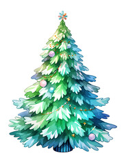 Christmas tree watercolor on a transparent background PNG V2