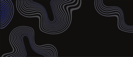 Abstract gold circle lines on dark background. Geometric stripe line art design. Modern luxury template. Suit for presentation, banner, cover, web, flyer, poster, brochure. Vector illustration