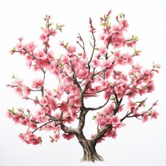 Obraz premium Blossom sakura, Blossoming pink sacura tree isolated on white background, use in design Decoration work