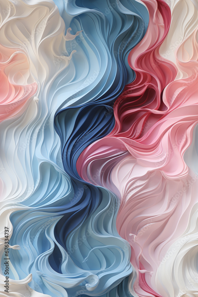 Poster abstract monochrome with soft waves and lines in pastel colors.