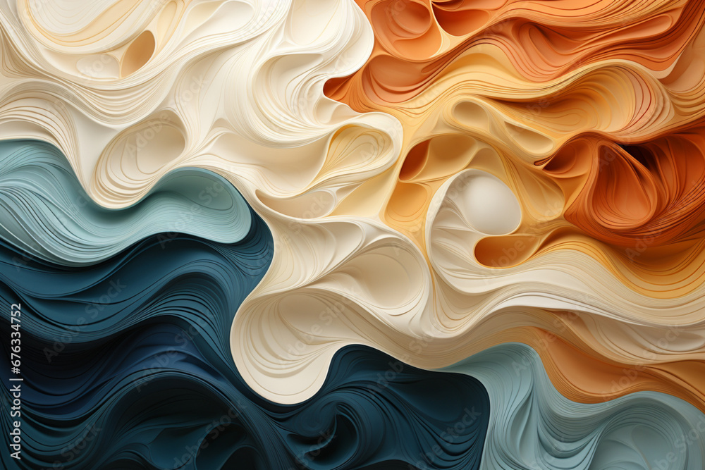 Aufkleber abstract monochrome with soft waves and lines in pastel colors