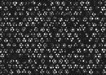 Hexagonal pattern with grid of white light dots. - 676334707