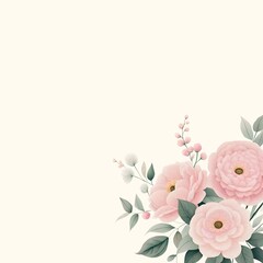 Bouquet of flowers | Bouquet of flowers | Watercolor pink flower bouquet | Corner Border