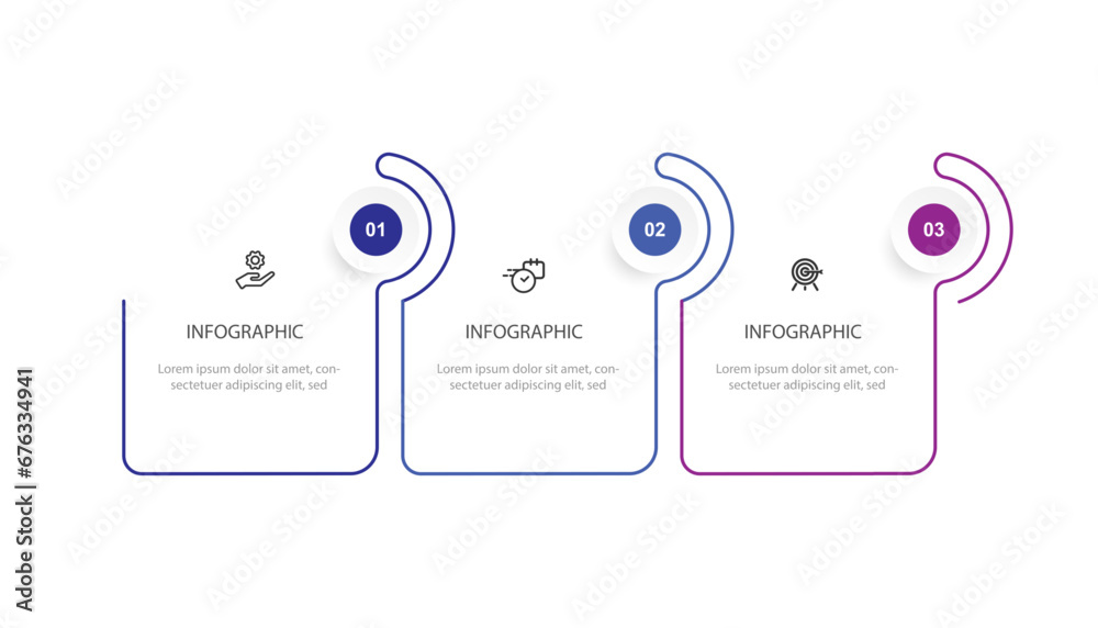Wall mural timeline process infographic template vector element with 3 step process or options