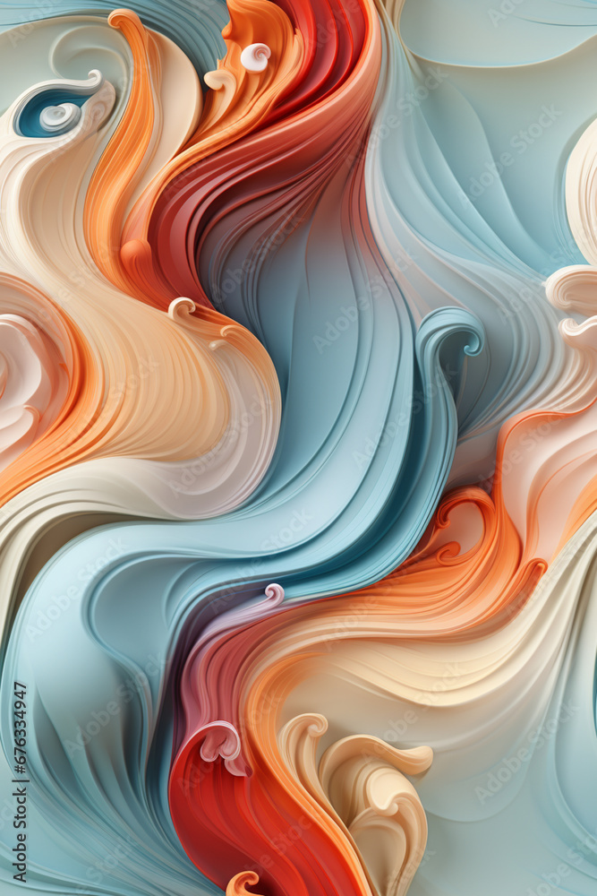 Leinwandbilder abstract monochrome with soft waves and lines in pastel colors. pattern for tiles.