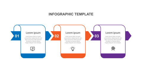 Design template infographic vector element with 3 step process for web presentation and information graphic 