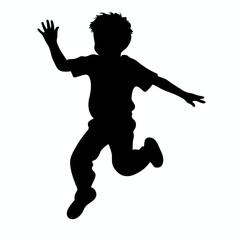 Fototapeta na wymiar Jumping kid black icon on white background. Jumping kid silhouette