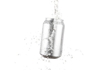 Soft drink can with water splash no background ready to change color