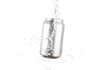 Soft drink can with water splash no background ready to change color