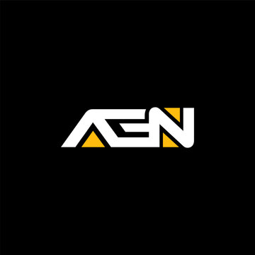 AGN Letter Logo Design on Black Background Template, a g n letters