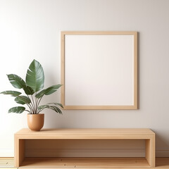 frame mockup on the wall with plant