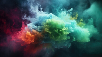 Fototapeta na wymiar Abstract smoke background with Spectacular cloud burst of blue, pink, and yellow smoke. Various colors in a background of explosion fog