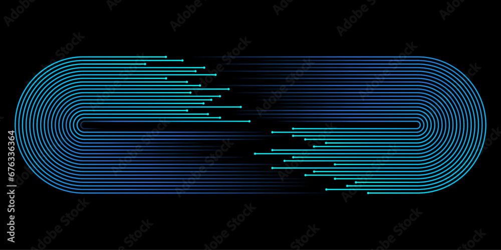 Fototapete abstract half circle, round rectangle lines flowing dynamic pattern in blue green colors isolated on