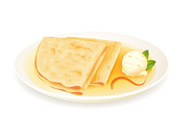 Crepes suzette isolated on white